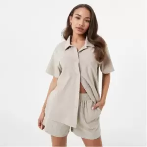 Jack Wills Towelling Short Sleeve Shirt - Beige