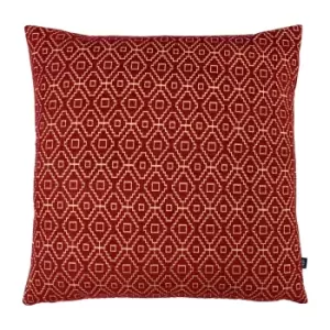 Kenza Chenille Woven Cushion Cranberry/Terracotta, Cranberry/Terracotta / 50 x 50cm / Polyester Filled