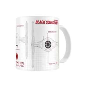 Star Wars Ep7 Black Squadron Blueprint White-black Ceramic Mug