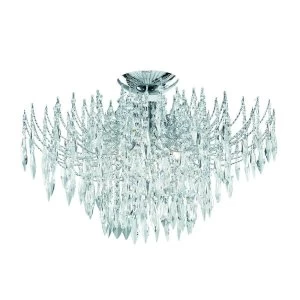 4 Light Ceiling Semi Flush Light Chrome with Crystals, G9