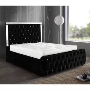 Elegance Mirrored Bed Single Plush Velvet Black