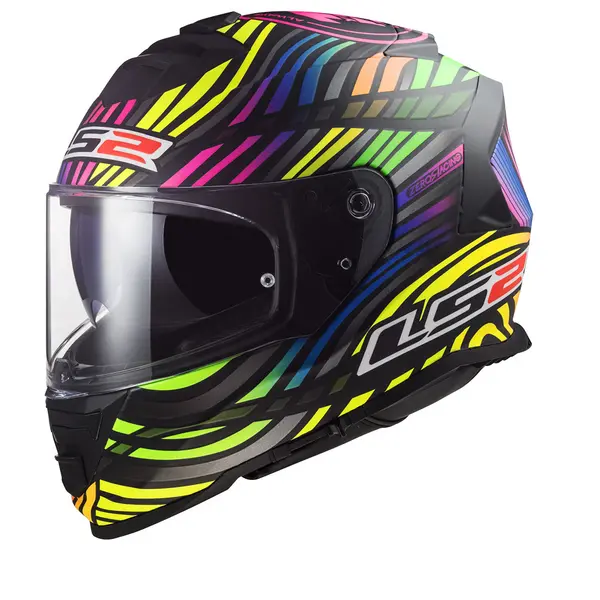 LS2 FF800 STORM II POWER MATT Black Rainbow-06 Full Face Helmet Size XL