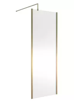 Nuie 760mm Outer Framed Wetroom Screen With Support Bar - Brushed Brass