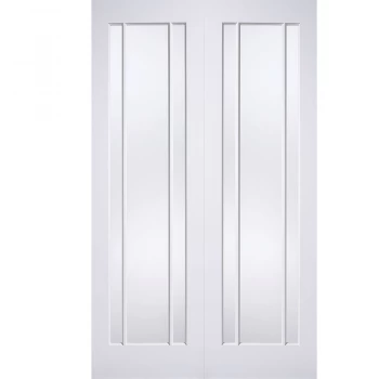 LPD Lincoln 3 Panel White Primed Glazed Internal Door Pair - 1981mm x 1372mm (78 inch x 54 inch)