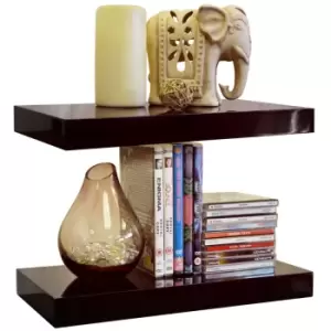 Techstyle Gloss Wall Mounted 40Cm Floating Shelf Pack Of Two Black