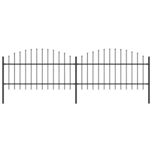 Vidaxl Garden Fence With Spear Top Steel (1-1.25)x3.4 M Black