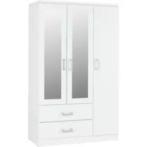 Charles 3 Door 2 Drawer Mirrored Wardrobe in White Finish