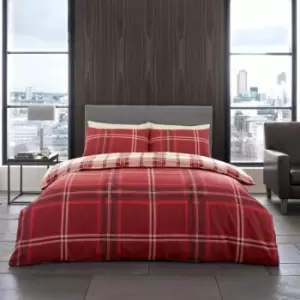 Bardsley Check Duvet Set - Red - Single - TJ Hughes