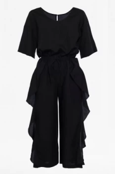 French Connection Dae Drape Tie Waist Jumpsuit Black