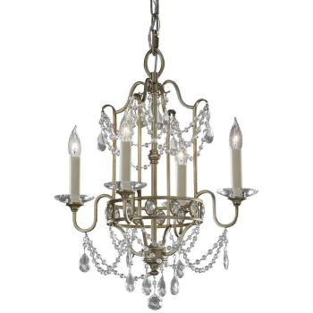 Gianna - Chandelier 4 Light Silver Finish, E14 - Elstead