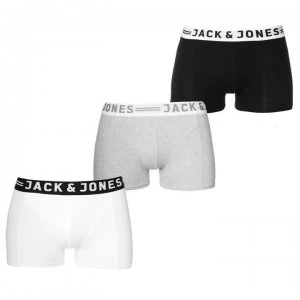 Jack and Jones Sense 3 Pack Trunks Mens - Blk/Wht/Grey