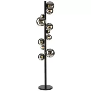 Luminosa Marshall Floor Lamp, 11 Light G9, Satin Black, Chrome Plated Glass