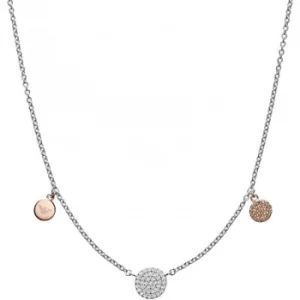 Emporio Armani Sterling EG3332040 Silver Pave Disc Necklace