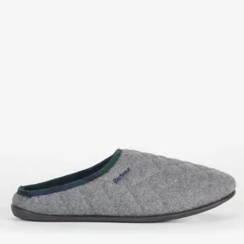 Barbour Mens Swinburne Wool Quilted Mule Slippers - Grey - UK 10