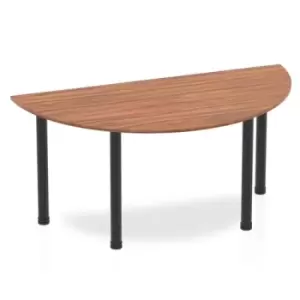 Impulse 1600mm Semi-Circle Table Walnut Top Black Post Leg