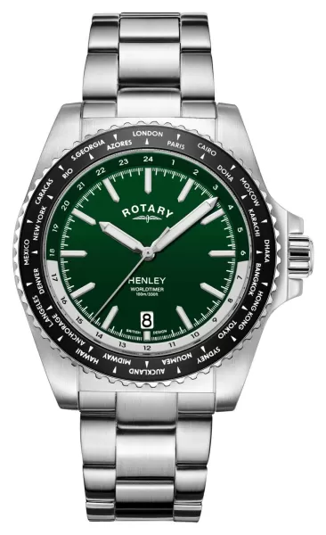 Rotary GB05370/78 Henley Green Dial Stainless Steel Watch