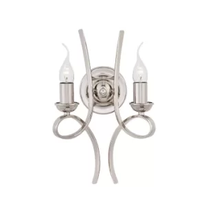 Penn 2 Light Indoor Twin Candle Wall Light Polished Nickel Plate, E14