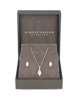 Simply Silver Sterling Silver 925 Marquisse Navette Set - Gift Boxed, Silver, Women