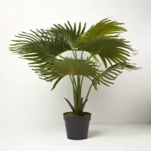 Homescapes - Artificial Fan Palm Tree in Pot, 80cm Tall - Green