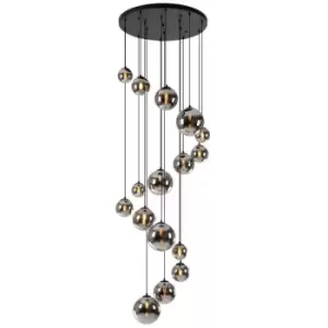 Luminosa Marshall Ceiling Pendant, 16 Light G9, Satin Black, Chrome Plated Glass