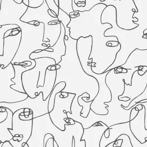 Holden Decor Abstract Faces Black / White Wallpaper - 10.05m x 53cm