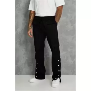 I Saw It First Popper Hem Cargo Denim Jeans - Black