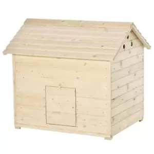 Pawhut Wooden Duck House w/ Openable Roof and Raised Base - Natural