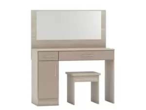 Seconique Nevada Oyster Gloss and Oak 2 Drawer Dressing Table Set