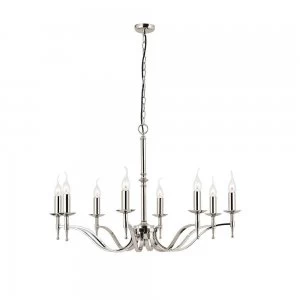 8 Light Chandelier Polished Nickel Plate Finish, E14