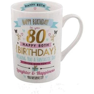 Signography Pink & Gold 80th Birthday Mug