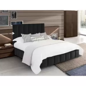 Nora Upholstered Beds - Plush Velvet, Single Size Frame, Black - Black