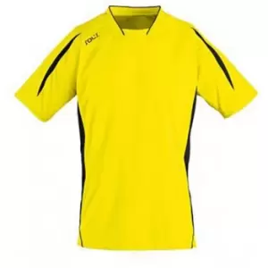 SOLS Childrens/Kids Maracana 2 Short Sleeve Football T-Shirt (8 Years) (Lemon/Black)