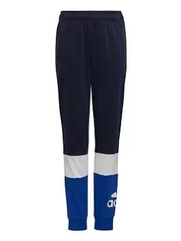 Boys, adidas Essentials Junior Kids Colourblock Jogging Bottoms - Dark Blue, Dark Blue, Size 11-12 Years