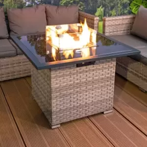 Royal Fire - Cancun Rattan Square Gas Fire Table in Dove Grey