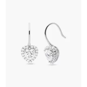 Michael Kors Womens Sterling Heart Drop Earrings - Silver