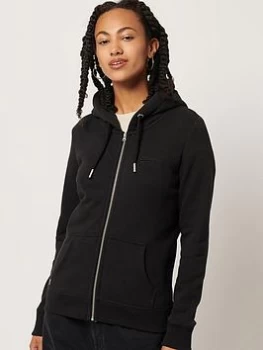 Superdry Vintage Logo Zip Through Hoodie - Black, Size 10, Women