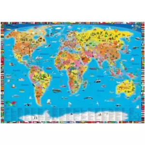 Global Childrens Political Educational Laminated Wall Map 138 X 98 Cm