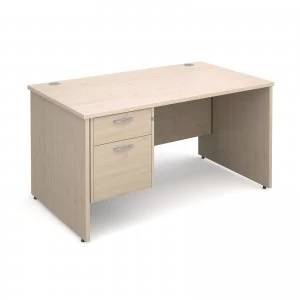 Maestro 25 PL Straight Desk With 2 Drawer Pedestal 1400mm - Maple pane