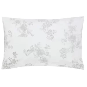 Joules Woodland Floral 100% Cotton Housewife Pillowcase Pair Grey and White