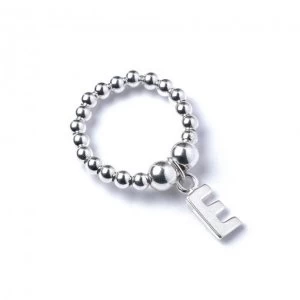 Initial E Charm with Sterling Silver Ball Bead Ring