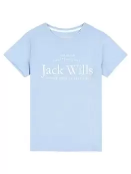 Jack Wills Girls Script Short Sleeve T Shirt - Chambray Blue, Light Blue, Size Age: 5-6 Years, Women