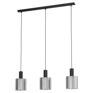 Pendant Ceiling Light Black Shade Black Transparent Glass Vaporized E27 3x40W