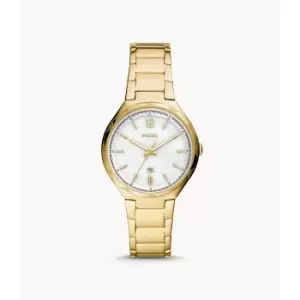 Fossil Womens Ashtyn Three-Hand Date Gold-Tone Stainless Steel Watch - Gold