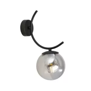 Boston Black Globe Wall Lamp with Graphite Glass Shades, 1x E14