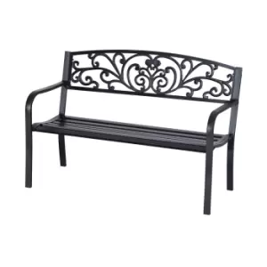 Outsunny 2 Seater Porch Metal Bench - Black