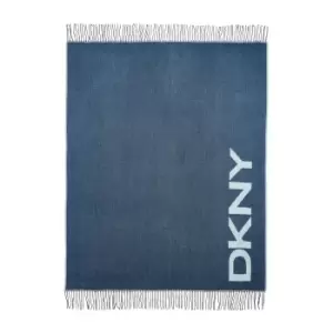 DKNY Logo Woven Throw, Navy & White