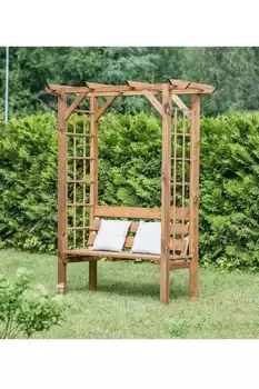 Wooden Garden Arbour Pergola with Bench & Trellis (H)2200mm x (W) 1790mm (D)800mm