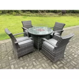 Fimous 4 Seater Rattan Outdoor Gas Fire Pit Dining Complete Set with Heater and Round Table