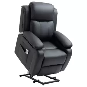 HOMCOM Electric Power Lift Recliner Chair Vibration Massage Reclining Chair with Remote Control and Side Pocket, Black