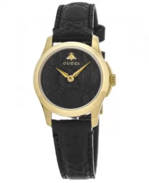 Gucci G-Timeless Black Dial Black Leather Strap Womens Watch YA126581A YA126581A